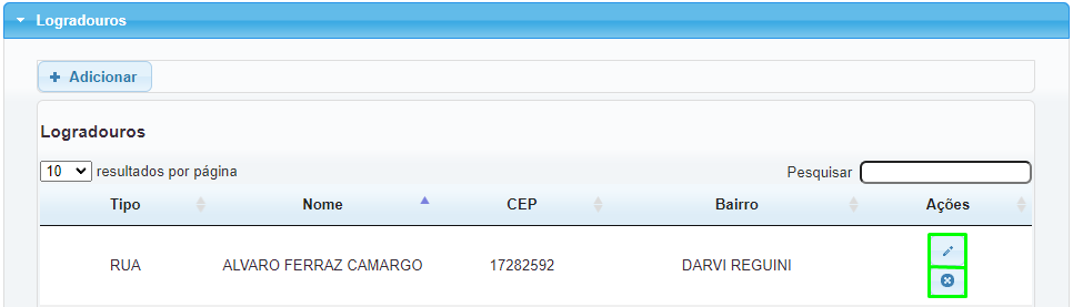 Configurações da Unidade Informações da Unidade Logradouros Editar ou Remover.png
