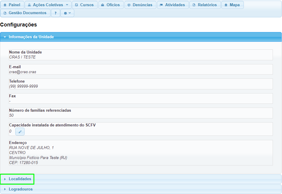 Configurações da Unidade Informações da Unidade Localidades.png